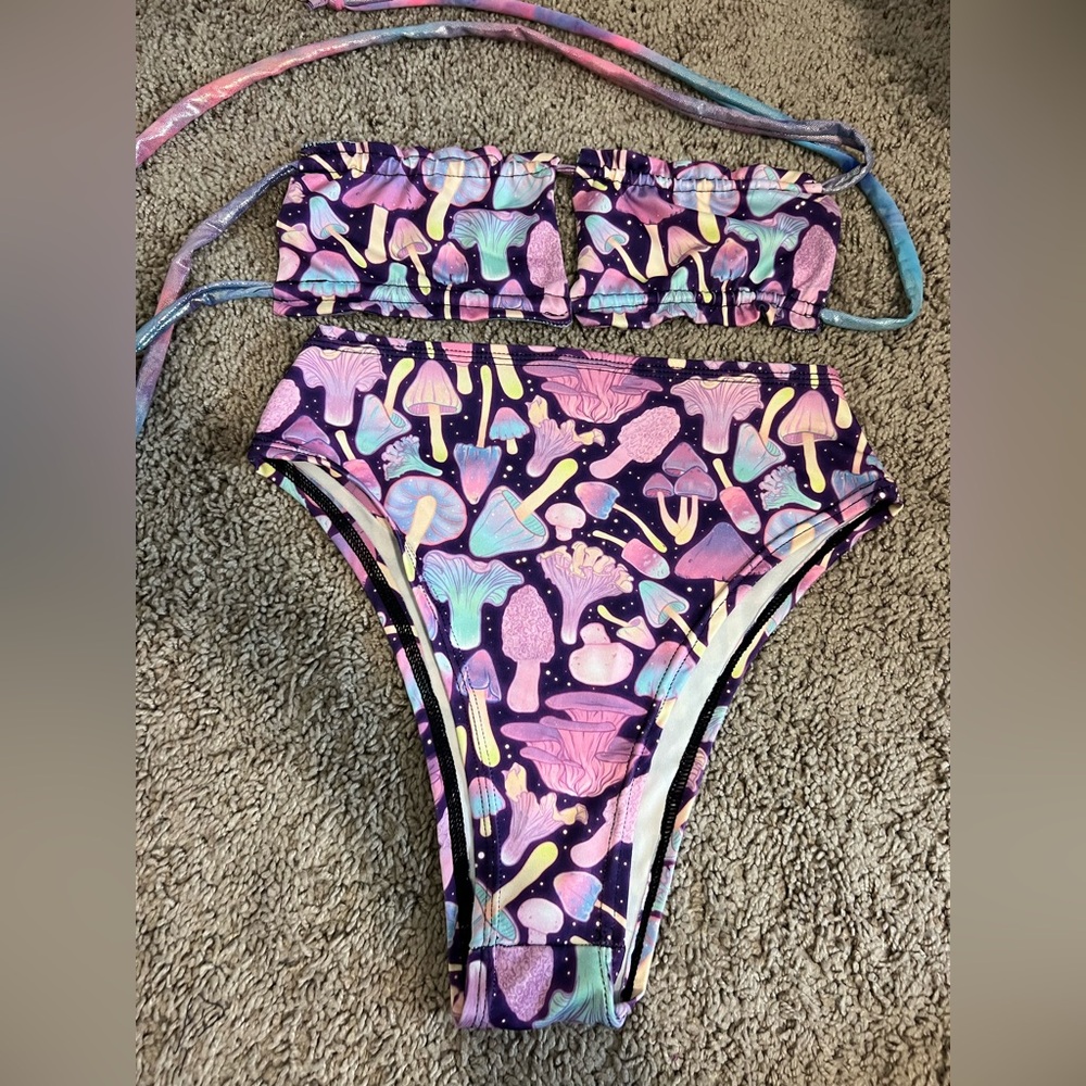 Lyte Couture Reversible Mushroom Print Bikini Set